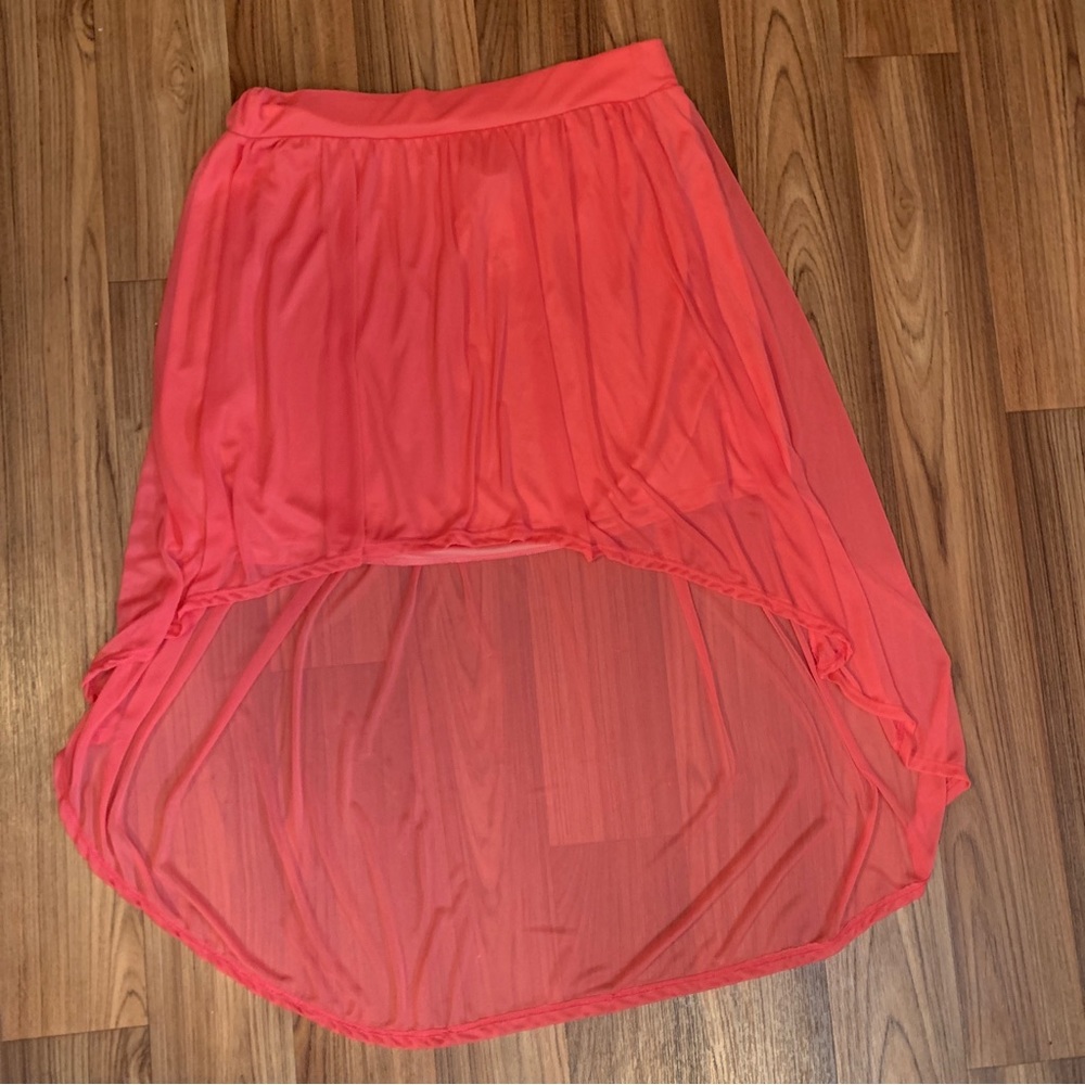 Vitta Luna 2X Pink Hi Low Sheer Skirt Made n USA Polyester